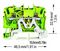 2202-1207 - 2 Conductor Ground Through Terminal Block with Push Button and Test Port, 35mm DIN Rail, 22AWG to 12AWG,  Yellow / Green
