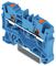 2204-1204 - 2 Conductor Through Terminal Block with Push Button Cage Clamp and Test Port, 800V, 32A, 20AWG to 10AWG, DIN Rail 35mm, Blue