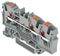 2204-1301 - 3 Conductor Through Terminal Block with Push Button and Test Port, 800V, 32A, 20AWG to 12AWG, DIN Rail 35mm, Grey