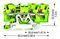 2204-1307 - 3 Conductor Ground Terminal Block with Push Button Cage Clamp and Test Port, 20AWG to 10AWG, DIN Rail, Green