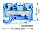 2206-1204 - 2 Conductor Through Terminal Block with Push Button and Test Port, 800V, 41A, 20AWG to 8AWG, Blue