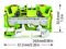 2206-1207 - 2 Conductor Ground Terminal Block with Push Button and Test Port, 800V, 41A, 20AWG to 8AWG,  Green