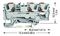 2206-1301 - 3 Conductor Through Terminal Block with Push Button and Test Port, 800V, 41A, 20AWG to 8AWG,  Grey