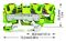 2206-1307 - 3 Conductor Ground Terminal Block with Push Button and Test Port, 800V, 41A, 20AWG to 8AWG,  Green