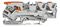 2106-5301 - 3 Conductor Through Terminal Block Lever, Push Button Cage Clamp, 35mm DIN Rail, 800V, 41A, 20AWG to 8AWG, Grey
