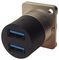 CP30087 - Dual USB 2.0 Type A Sockets to Dual USB 3.0 Type A Sockets Panel Mount Feedthrough Connector, Nickel Metal Frame CSK Holes