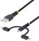 RLTCUB1MBK - Rugged USB 3-in-1 Lightning USB-C Micro USB Multi Charging Cable, 1m