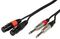 26J-2XF075 - 2x XLR 3 Pin Sockets to 6.3 Mono Jack Plugs Leads, 0.75m