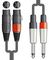 26J-2XF075 - 2x XLR 3 Pin Sockets to 6.3 Mono Jack Plugs Leads, 0.75m
