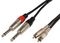 2R-2M6J600 - 2x 6.3mm Mono Jack Plugs to 2x RCA Phono Plugs Lead. 6m