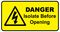 LDWIBOSA - Danger Isolate Before Opening, Pack of 18