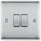 NBS42-01 - Light Switch, 2 Gang, 2 Way, 20A, 16AX, Brushed Steel