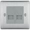 NBSBTM2-01 - Telephone Socket, 2 Gang, Main, Brushed Steel