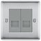 NBSRJ112-01 - Telephone Socket, RJ11, 2 Gang, Brushed Steel