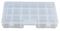 D00414 - 6-18 Compartment Transparent Organiser Box with Removable Sections - 42mm x 186mm x 292mm