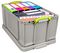 64RDG - 64L Grey Recycled Multi-Use Storage Box with Lid - 310mm x 440mm x 710mm