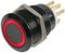 RJS101-19L-F-R-R-BLK-5V-67Q - Switch, Vandal Resistant, Momentary, Black, 19mm, 6V, Red LED