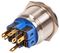 RJS103-25L-F-R-W-BS-12V-67J - Vandal Resistant 22 mm Brushed Steel Switch with White Ring Illumination, Momentary Spring Return, 1NO / 1NC, 250V / 5A, 12V LED