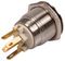 RJS1N1-19M-F-R-G-BS-12V-65Q - Vandal Resistant 19 mm Microtravel Metal Switch with Green Ring Illumination, Momentary Spring Return, 1NO, 250V / 3A, 12V LED
