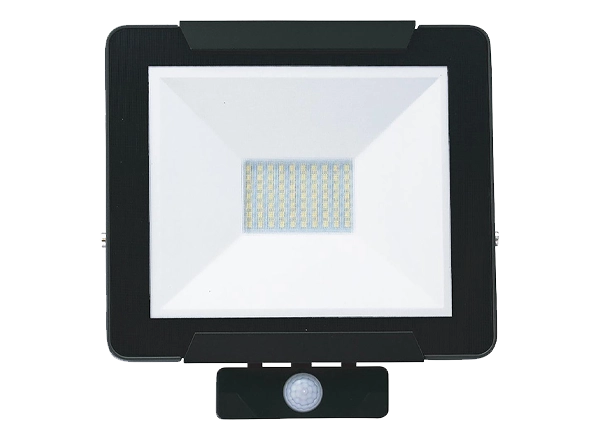 50W LED Security Floodlight with PIR, 6000K, 3700lm, Black, IP65