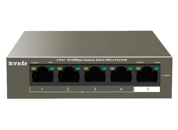 5 Port 10/100 Fast Ethernet Desktop Switch with 4 Port PoE